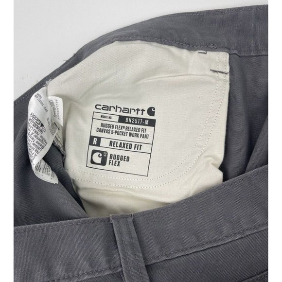 Carhartt Mens 42x34 Work Pants Rugged Flex Relaxed Fit Canvas Gray 5-Pocket - Picture 6 of 9
